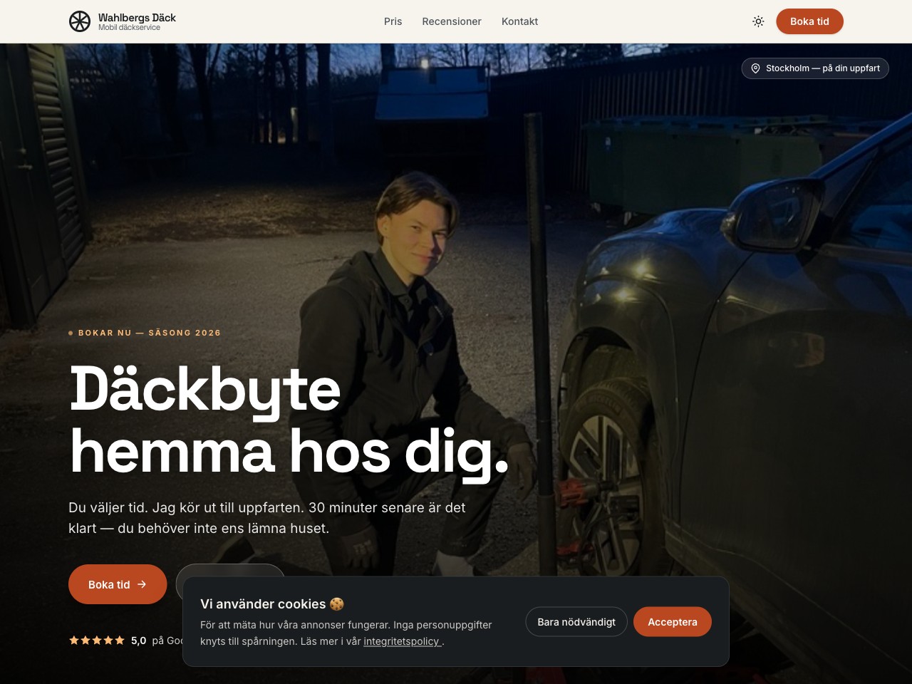 Skärmbild av Wahlbergs Däck